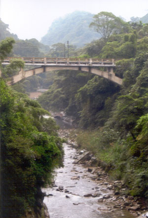 The old arched Baan bridge in Sanhsia, which means Three Gorges.