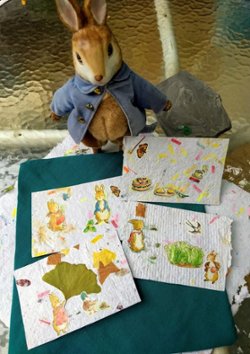 Handmade paper postcards with Beatrix Potter Stickers