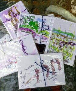 Set of 15 watercolor postcards