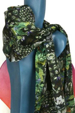 Garden Buddha Silk Charmeuse Scarf