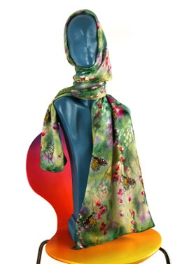 Ephemeral Beauties Silk Charmeuse Scarf