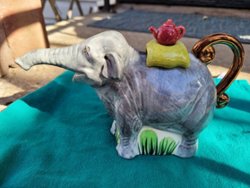 White Rabbit and Elephant with Tea Pot on a Pillow